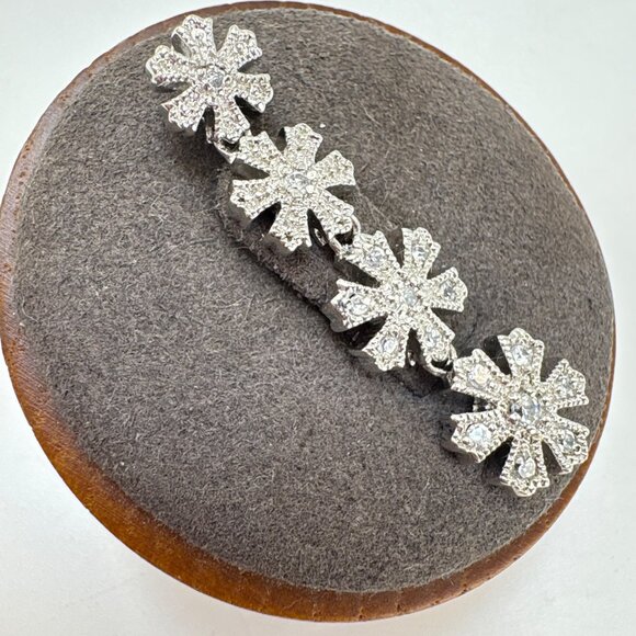 Sterling Silver 925 Snowflake Flower CZ Line Pendant Small Pendant Bail 1.5" L - Picture 2 of 12